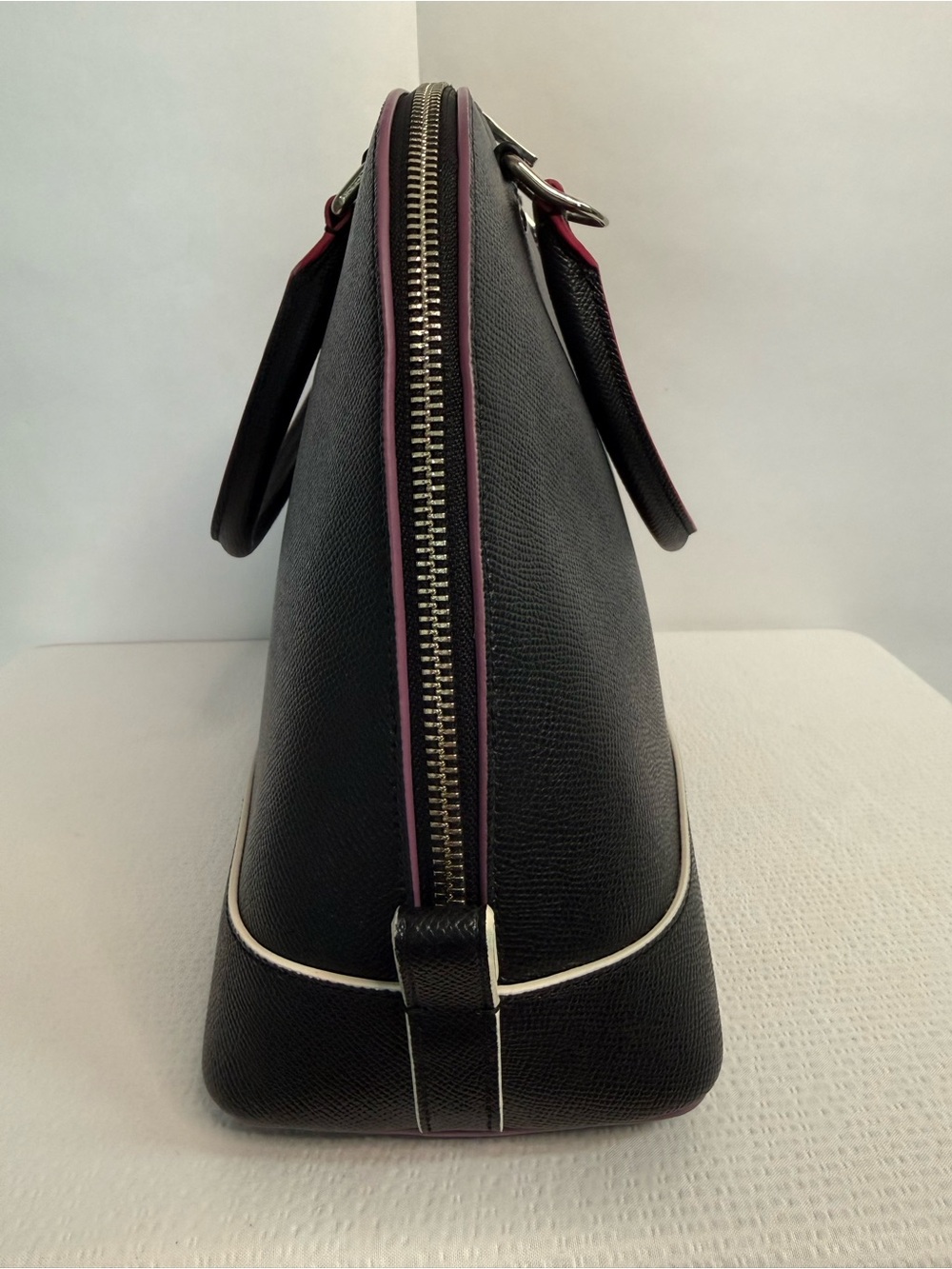 Coach Black Leather Satchel with Pink Trim - Dome Satchel - Picture 6 of 15